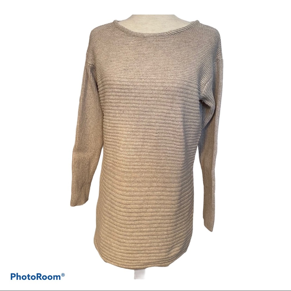 J. JILL SWEATER CREWNECK TAN COTTON BLEND Size MEDIUM